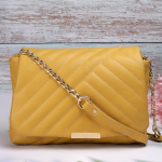 Yellow Textured Structured Sling Bag