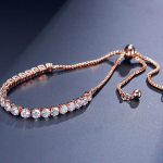 Women Rose Gold & White Crystals Rose Gold-Plated Charm Bracelet