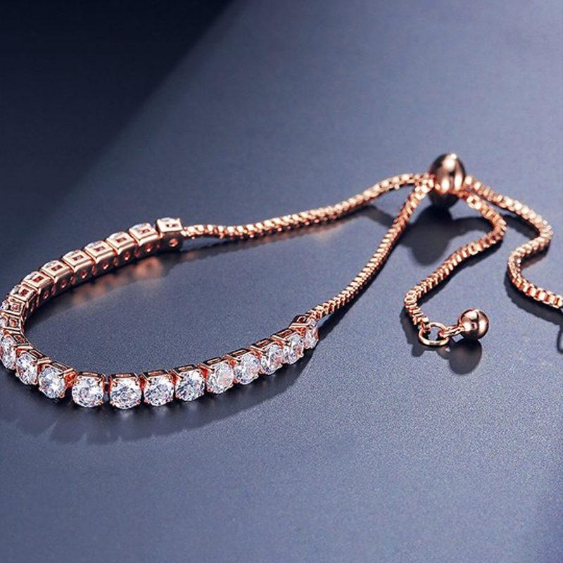 Women Rose Gold & White Crystals Rose Gold-Plated Charm Bracelet