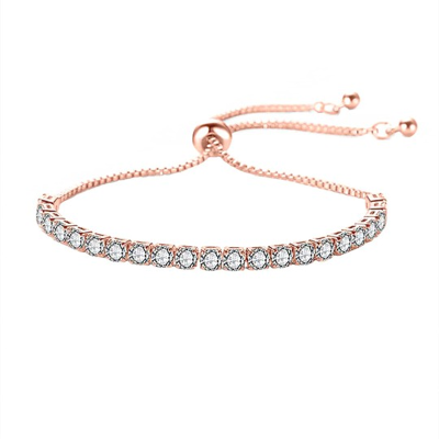 Women Rose Gold & White Crystals Rose Gold-Plated Charm Bracelet