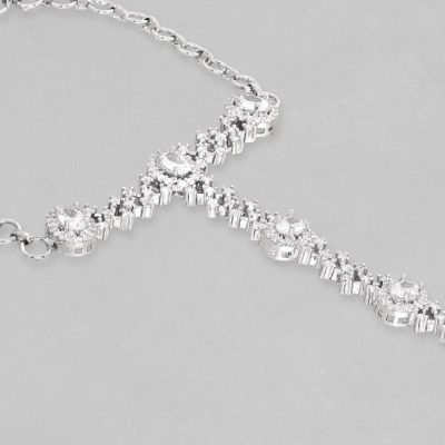 Silver Plated Cubic Zirconia Studde Ring Bracelet